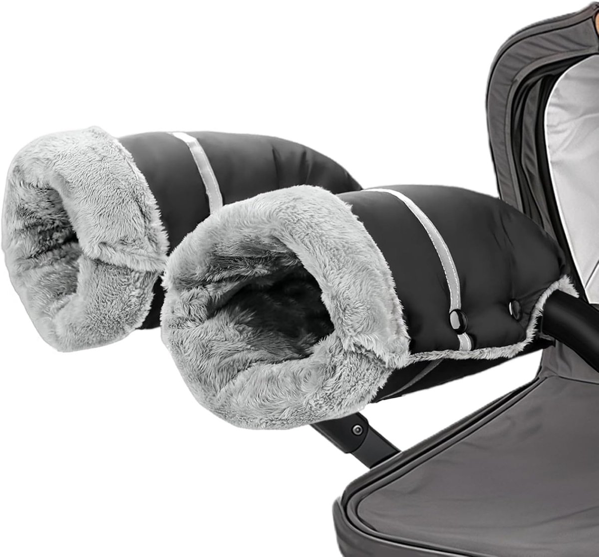 Handwarmers handschoenen - twee-delig - zwart - reflecterende band voor extra zichtbaarheid - ShopVlot