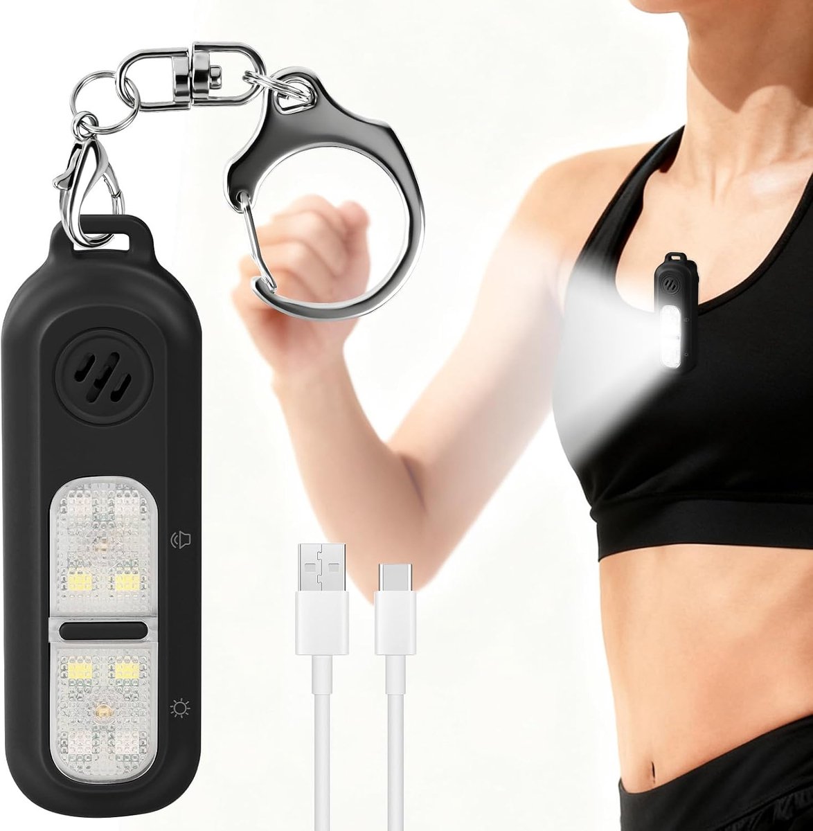 Persoonlijk alarm met zaklamp - 130 decibel - clip-on voor veiligheid - ideaal voor noodsituaties - ShopVlot