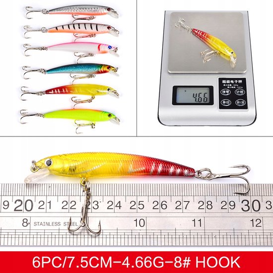 43 Wobblers Set - Vissen op Snoek, Baars, Forel - 4.5-10cm, 4-8g — afbeelding 4