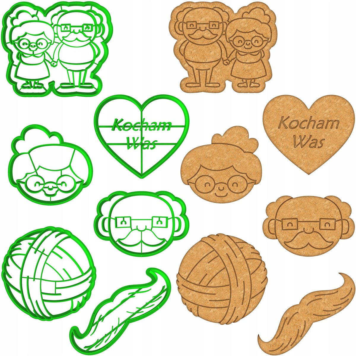 6x Koekjesvormpjes voor Koekjes & Ontbijtkoek - Grootouders Thema