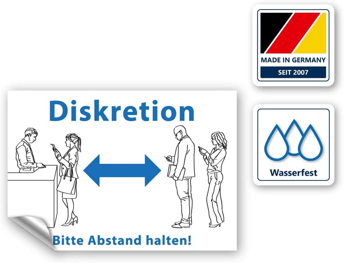Sticker afstand houden - UV-bestendig & waterproof PVC - 300x195mm - voor buitengebruik - ShopVlot