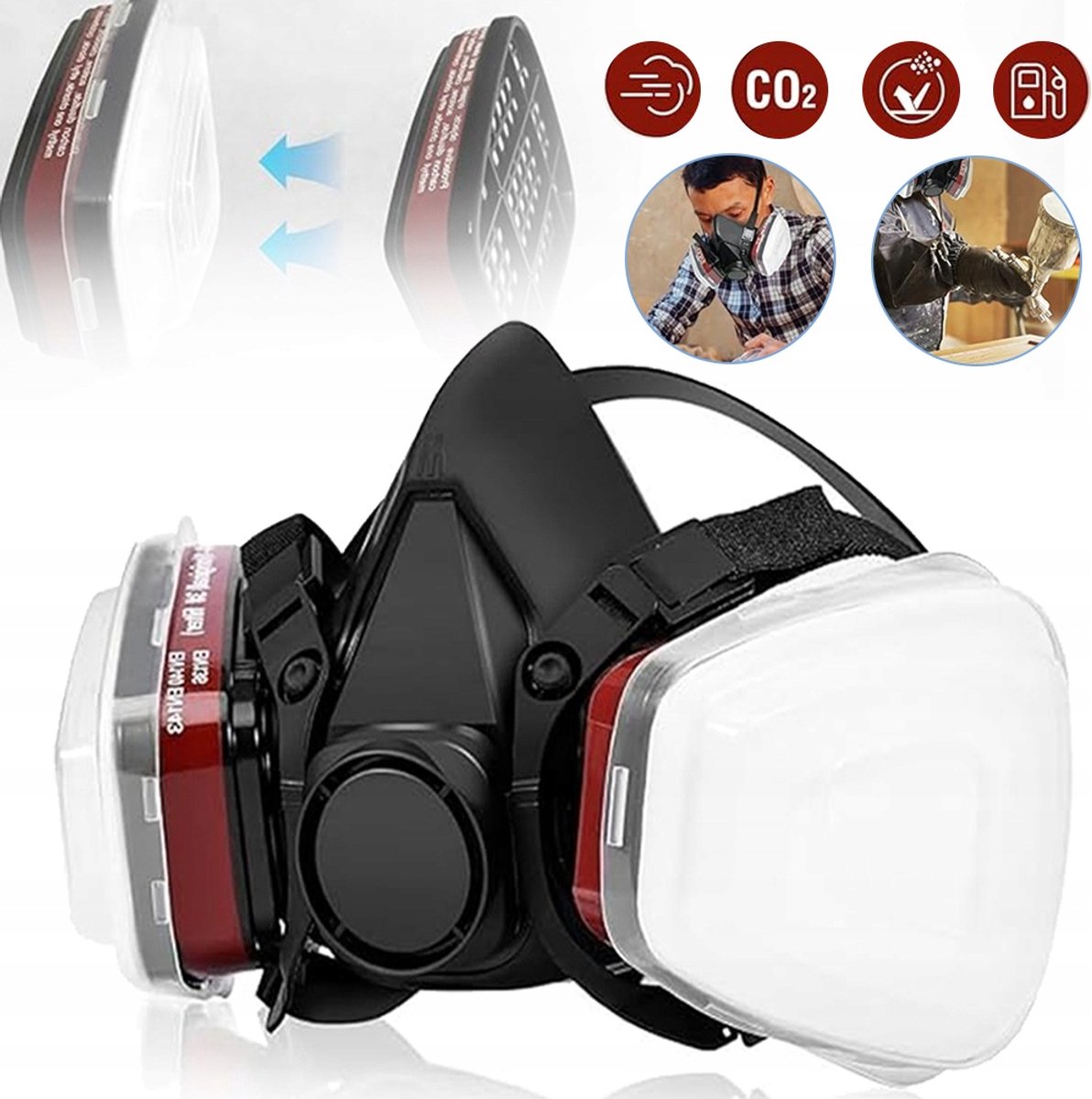 Merkloze Halfmasker Ademhalingsbescherming - Stof & Gas