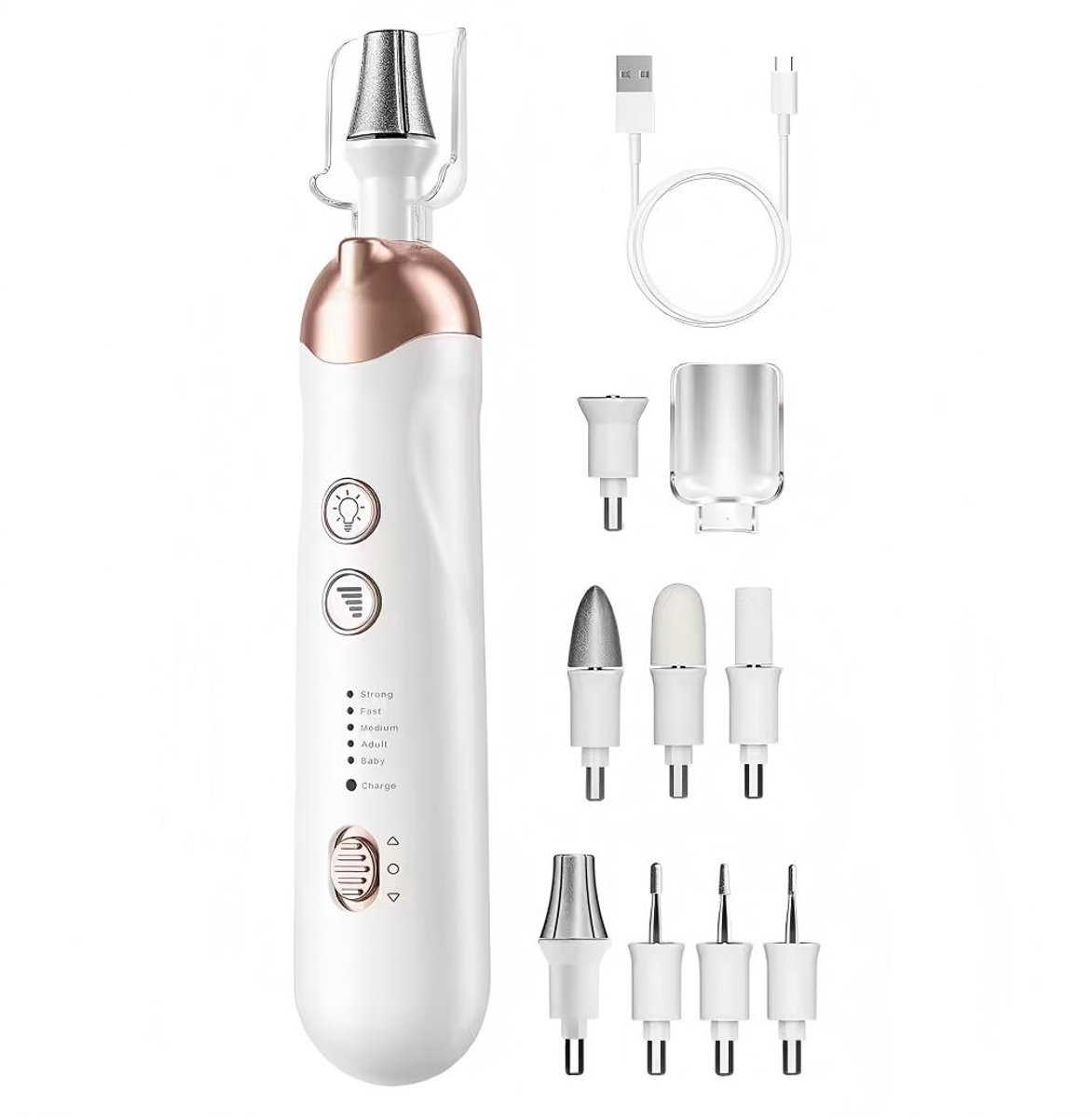 Namajunas - Elektrische Nagelvijl - Nagelfrees - Manicure en Pedicure set - Nagelfrees 5000 RPM - 8 Bitjes + Nagelstofkap - Eeltverwijderaar - Kalknagel - Nagelvijl - Manicure en Pedicure Set - 5 snelheden - LED-licht