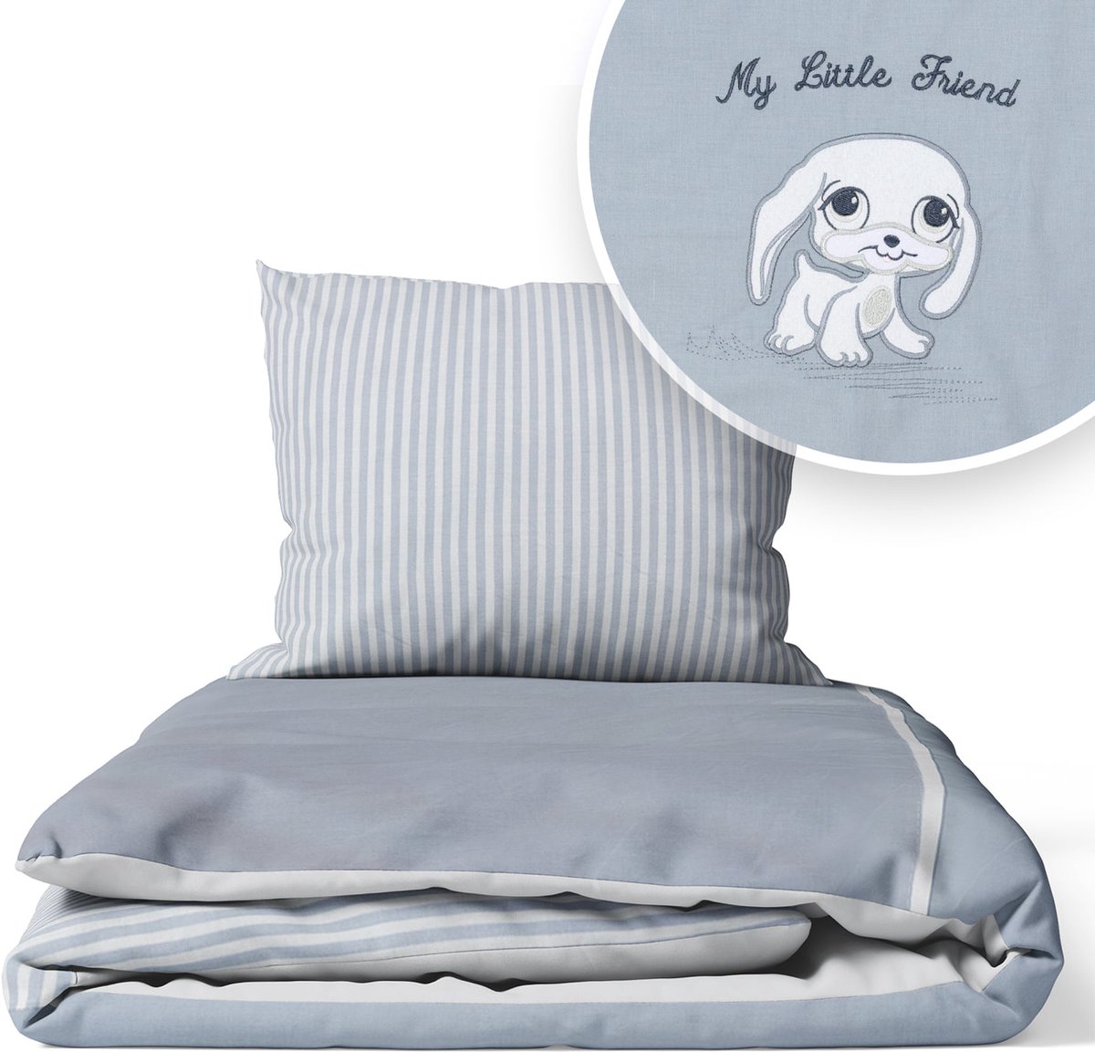 Kinderbeddengoed 120x90 cm, 2-delig, katoen, met rits