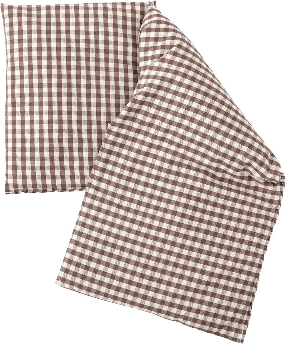 Koolzaadkussen 20x50cm groot 3-kamer - warmtekussen, korrelkussen - bruin-wit - ShopVlot
