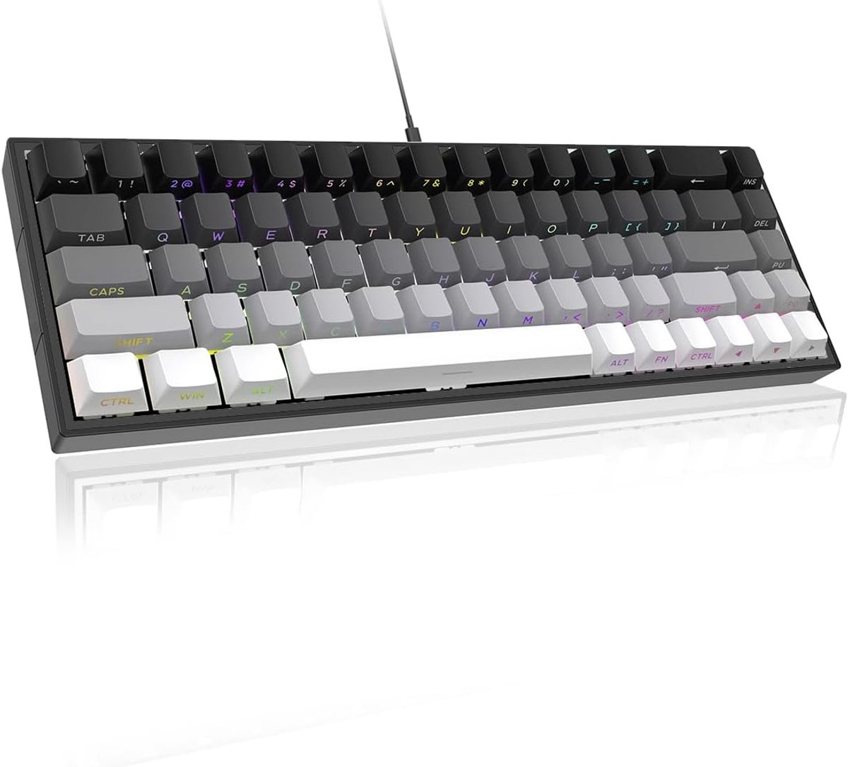 ZIPFORCE Gaming keyboard, 68-key mechanical keyboard, blue switches, type-C wired connection, multi-color mixed - ShopVlot