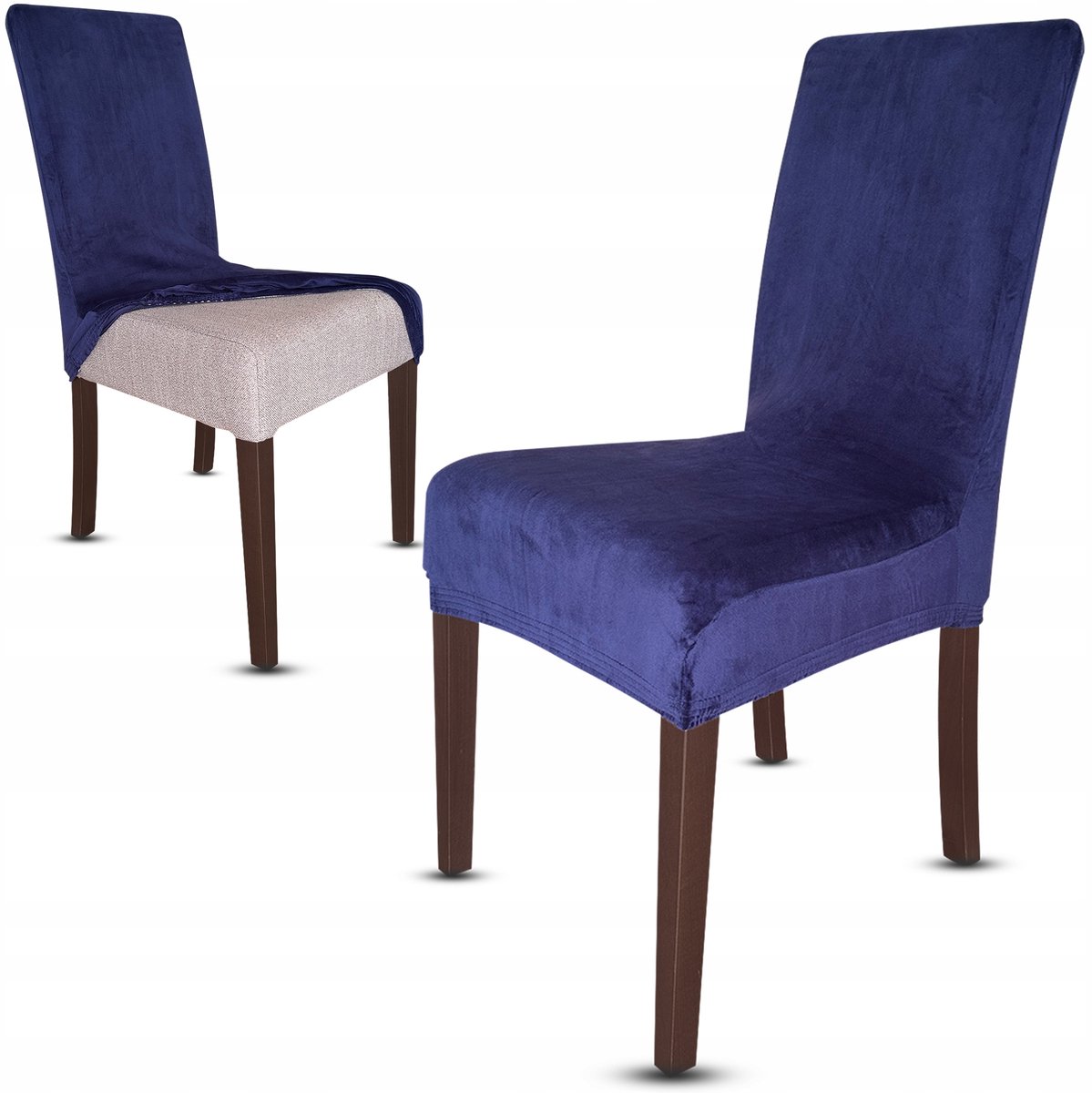 Merkloos Universele Stoelhoes - Zacht Velours - Marineblauw