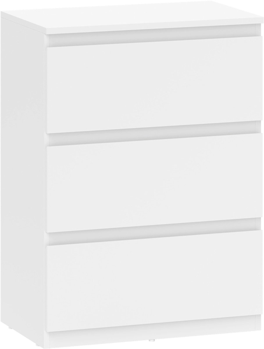 Dressoir - Ladekast met 3 lades - Modern slaapkameropbergmeubel - Wit