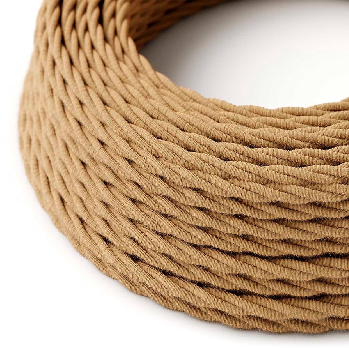 Electrical textile cable, braided 5 m, textile cable, decorative lamp, jute, 2 strands, 2 x 0.75 mm, 2 x 75 mm², woven - ShopVlot