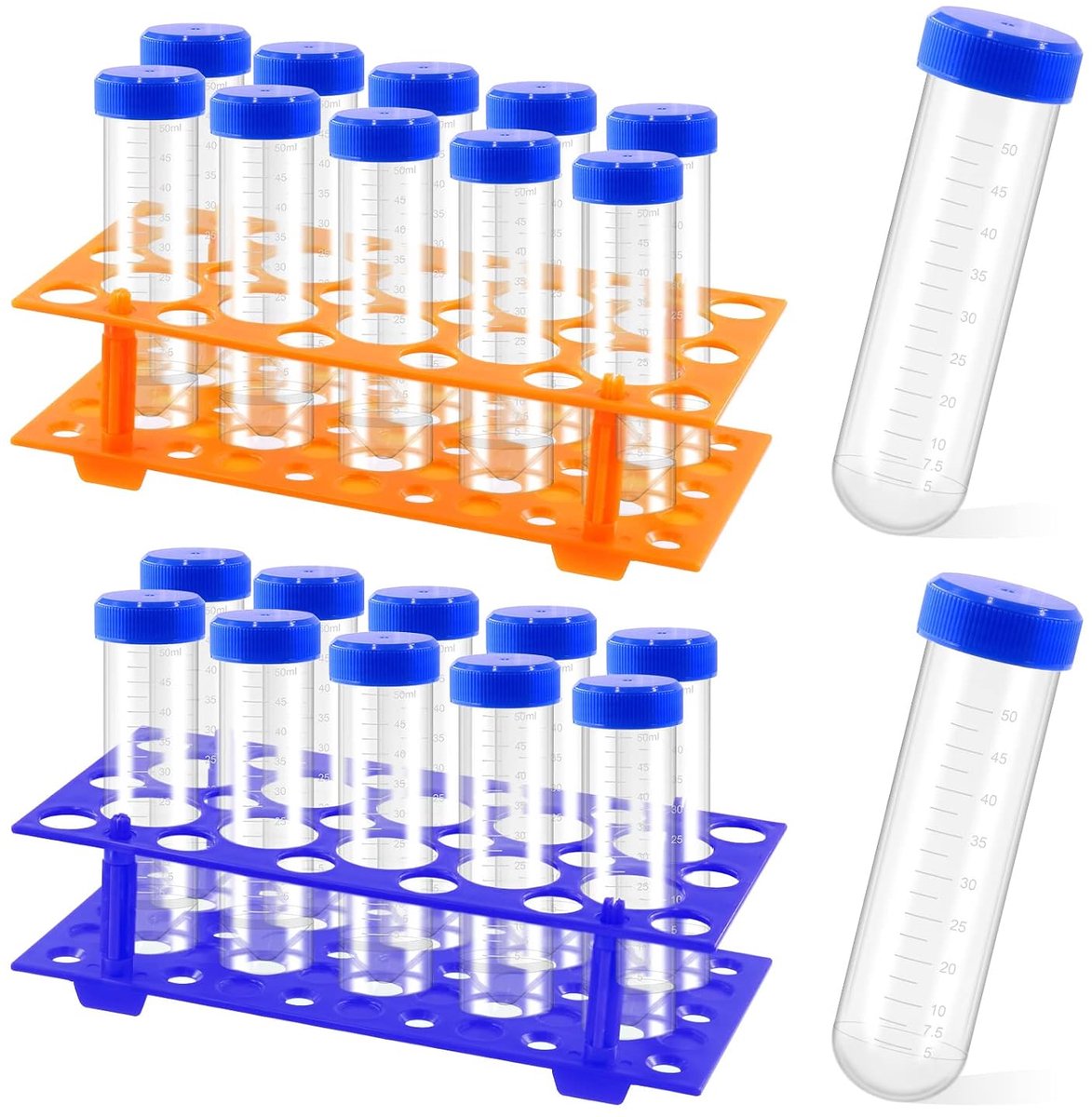 2 Pack 28 Well Test Tube Rack Laboratory Centrifuge Tube Holder for 10/15/50ml, 25Pcs 50ml Round Bottom Centrifuge - ShopVlot