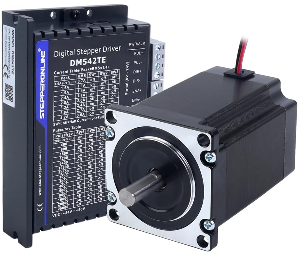 Stepper motor 1.9 Nm Nema 23 - DM542TE driver - 1.0-4.2 A - ideaal voor CNC-projecten - ShopVlot