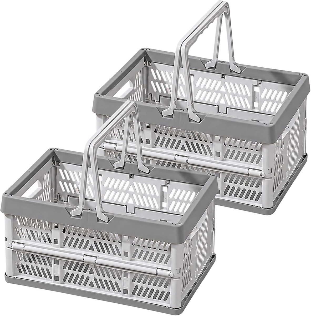 Vouwbox klein 2 stuks - inklapbaar kunststof - 20 l - ideaal als boodschappenmand - ShopVlot