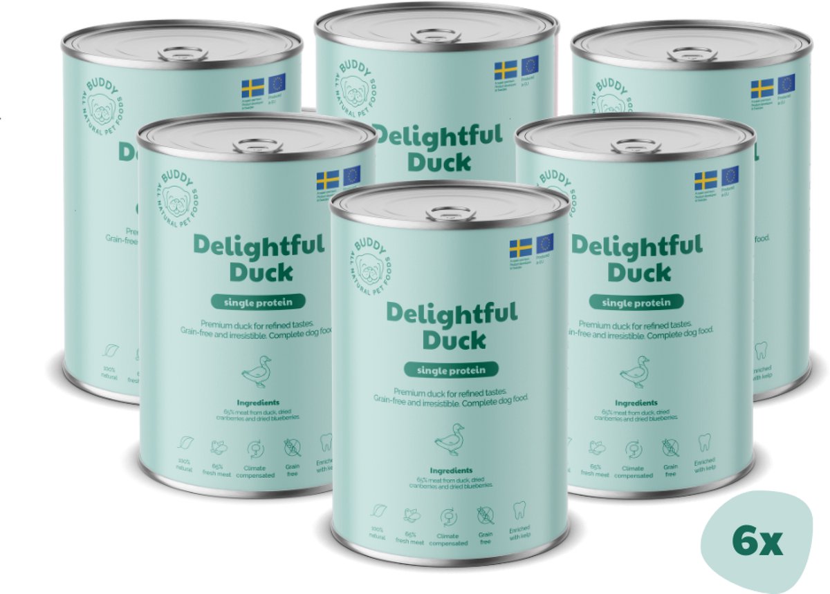 BUDDY BUDDY natvoeding Delightful Duck 400 gr. - per 6 stuks