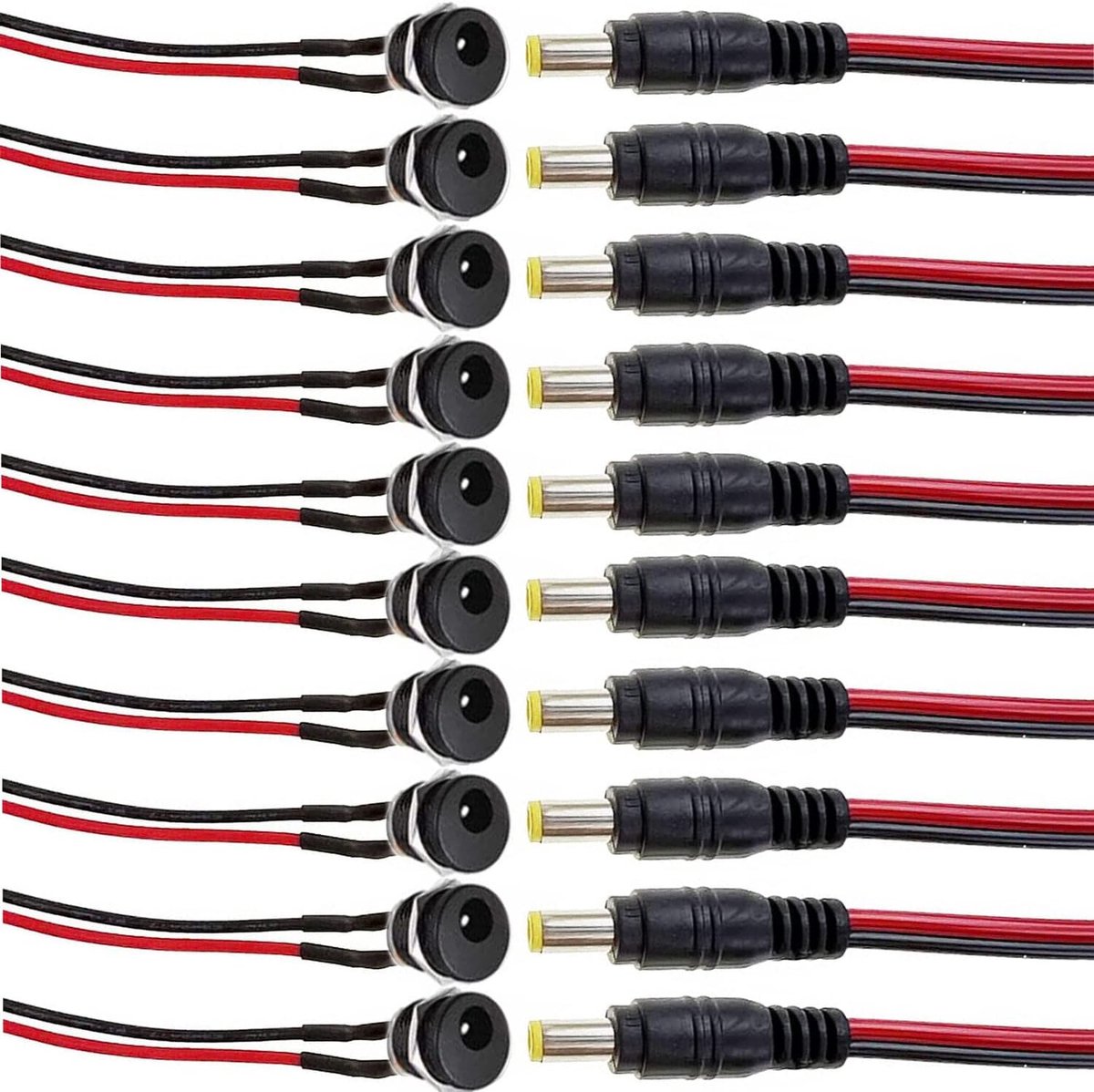 DC Connector 5.5 x 2.5 mm - 10 paar - Male en Female - Ideaal voor CCTV camera's - ShopVlot
