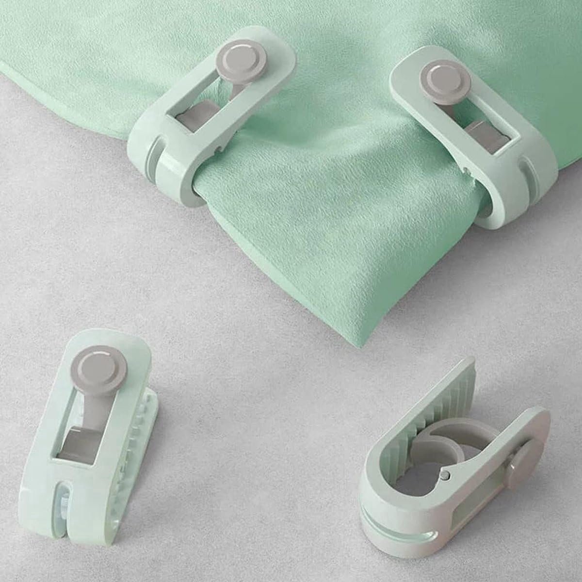 *** 6-Piece Duvet Clips Set - Includes Handy Storage Box - For a Perfectly Organized Bed - Green - ShopVlot