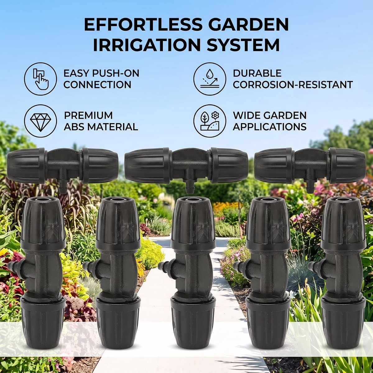 10 -pcs 8/11 To 4/7 Slot Barbs T Shirt Connectors, Garden Irrigation Atomization Tube with Weatherbanks Connectors AB - ShopVlot