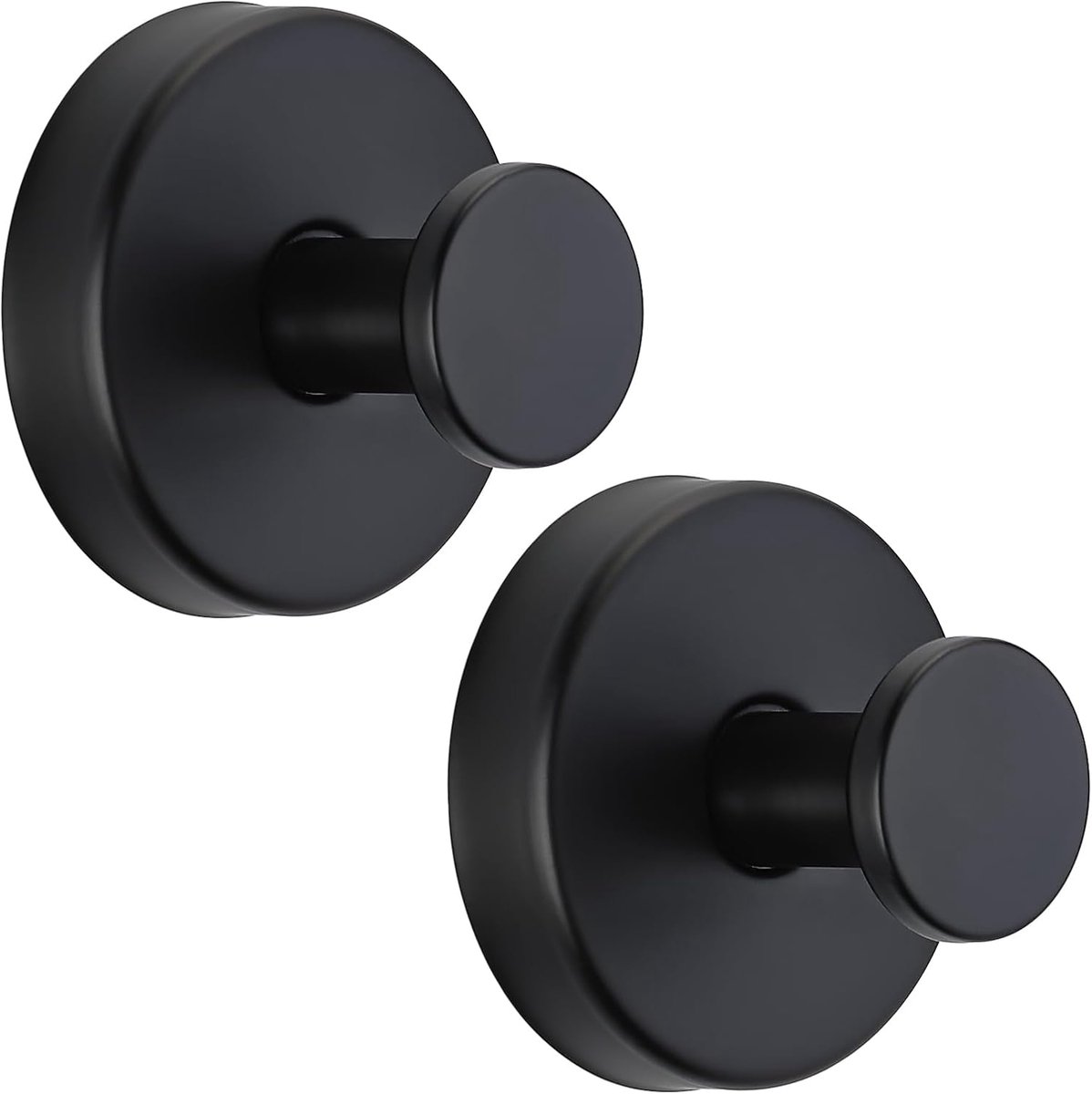 Geen-Boren Badkamers Hooks voor Handdoeken, Badjas, Loofah, Montabele op Badkamervallen, Keukens, Glas, Spiegels, Tegels en Gladde, Niet-Poreuze Oppervlakken (2, Matte Black)