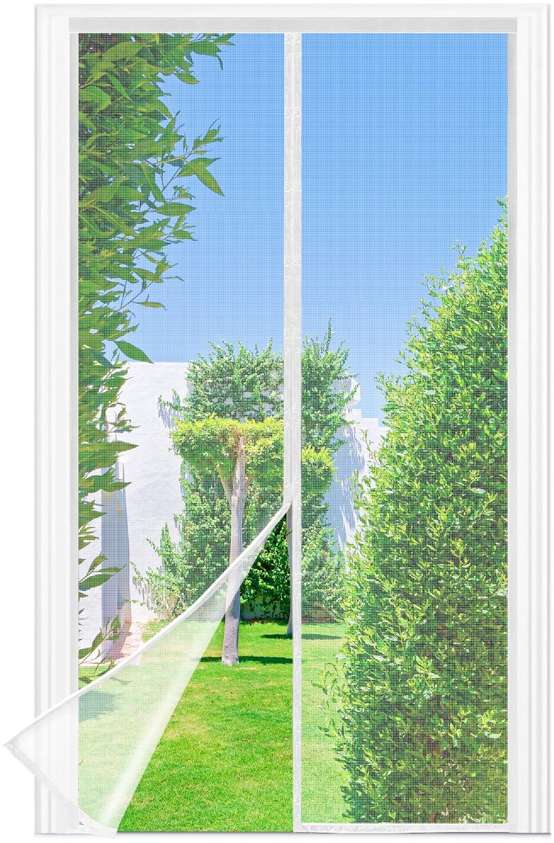 Magnetisch Vliegengordijn Voor Deur 100 x 210 CM - Wit Fijnmazig - ShopVlot