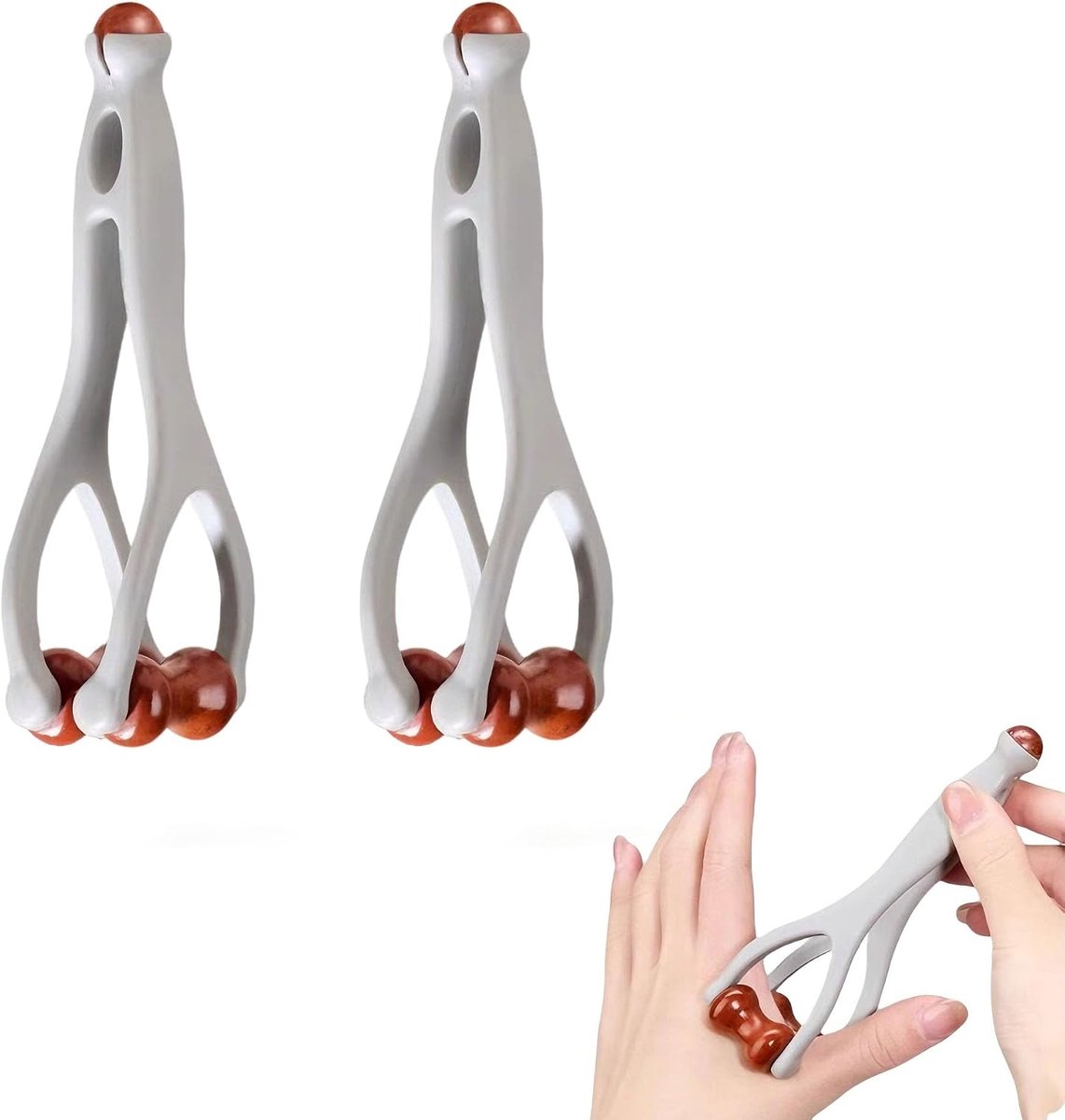 2 Pcs Finger Massager with Double Roller, Finger Roller Massage with Massage Ball and Handle, Ergonomic Hand Massage - ShopVlot