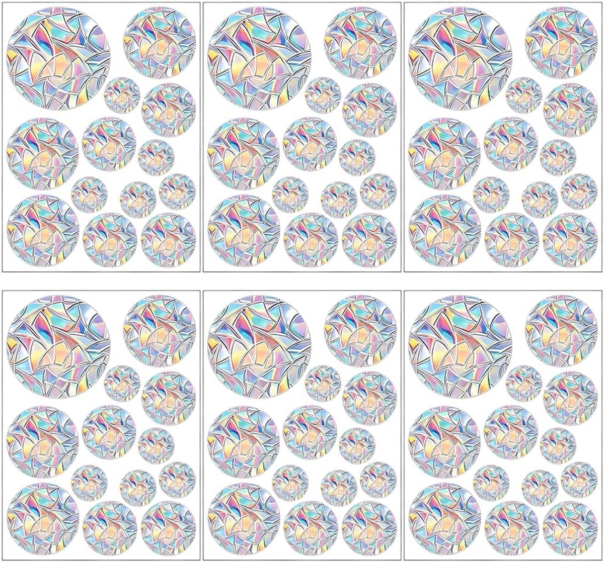 Prisma raamstickers, vogelbescherming, raamfolie, kleurrijk, zonnevanger, 6 stuks - ShopVlot