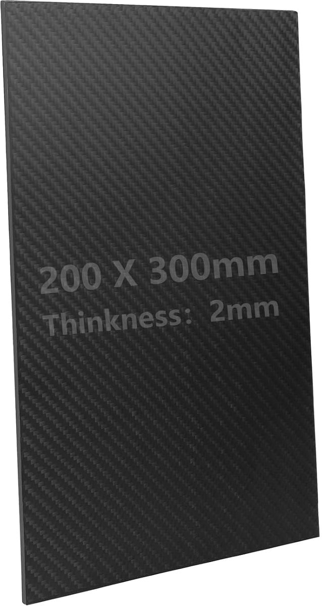 1 Piece Carbon Fiber Board, 200 x 300 x 2mm, GFK Carbon Sheet, Durable, 3K Twill Matt, Matte Carbon Fiber Board, High - ShopVlot