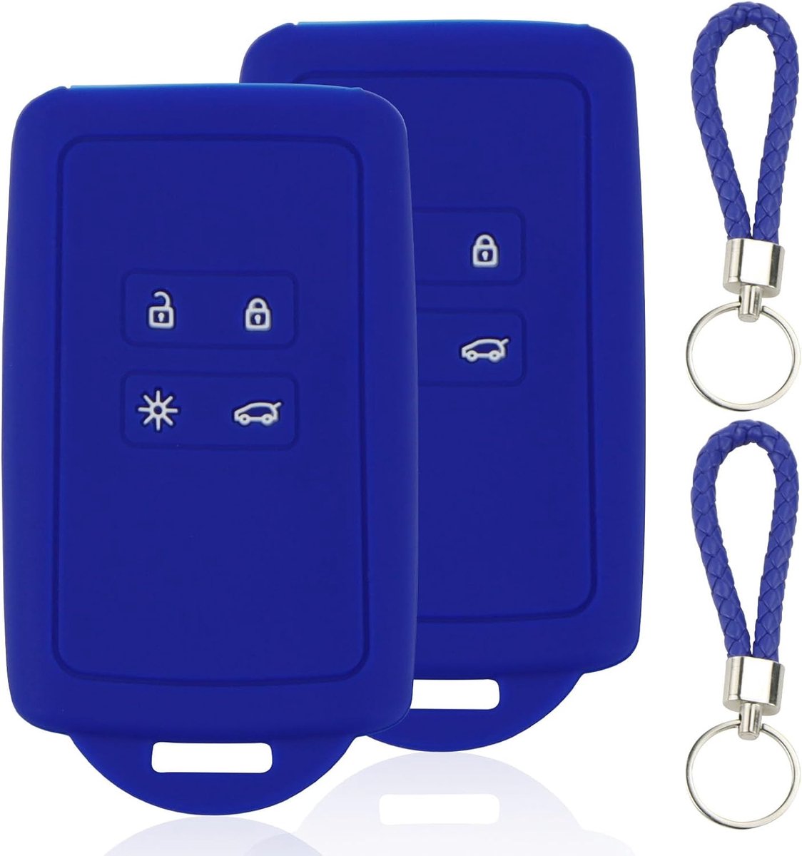2 Piece Car Key Case Blue Compatible with Renault 4 Button Smartkey Car Key (Keyless Go Only) with 2 Key Rings - ShopVlot