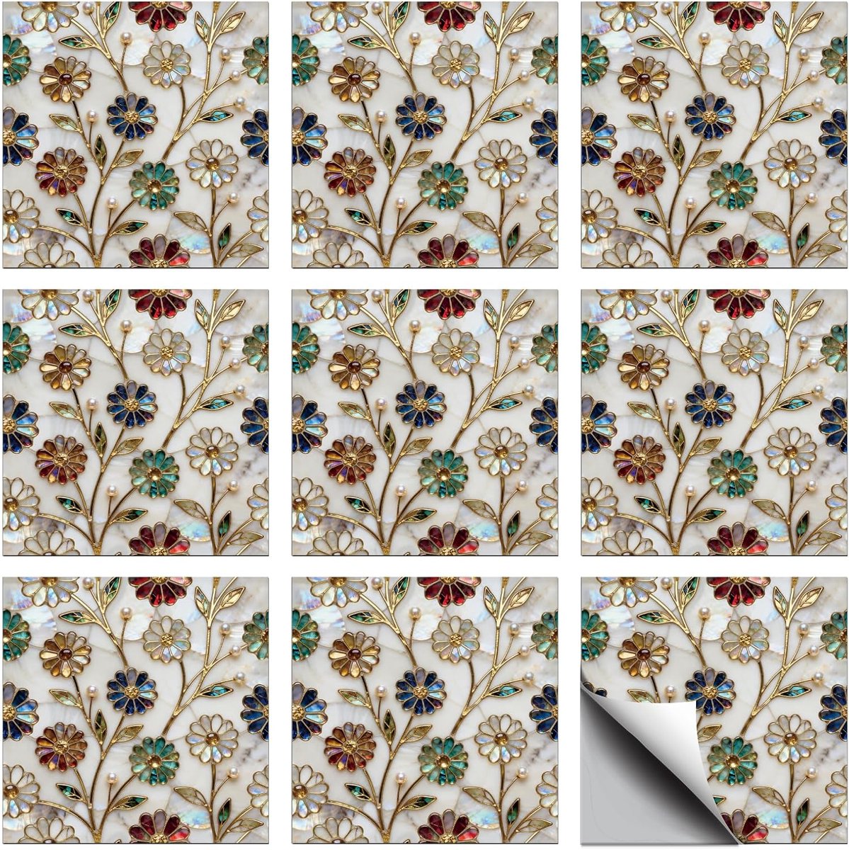 CHGCRAFT 36 stuks witte tegelstickers, bloemen schillen en opplakken, muurtegelstickers waterdichte zelfklevende - ShopVlot