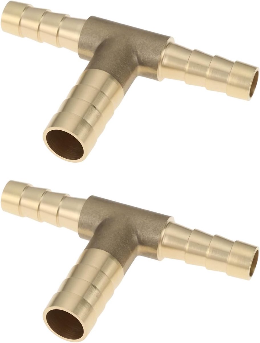 2X Messing Prikkeldraad Verminderen T-stuk Fittings 6mm8mm-6mm voor Waterpijp Verbindingen - ShopVlot