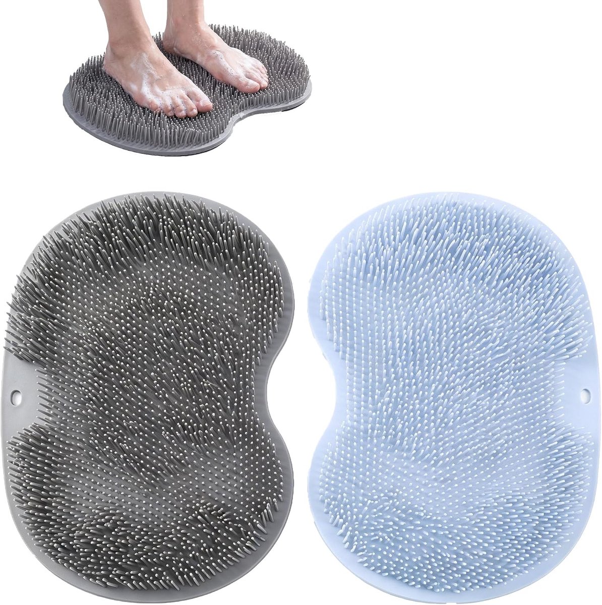 2 Pcs Foot Brush Shower with Suction Cup Silicone Foot Wash Mat Peeling Non-Slip Foot Brush Mat for Shower - ShopVlot