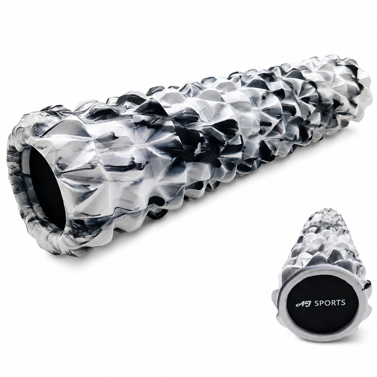 AJ-Sports Foam roller - Massage roller - 45cm - Fitness roller - Foamroller - Foamrollers - Foam - Fitness - Yoga - Zwart wit
