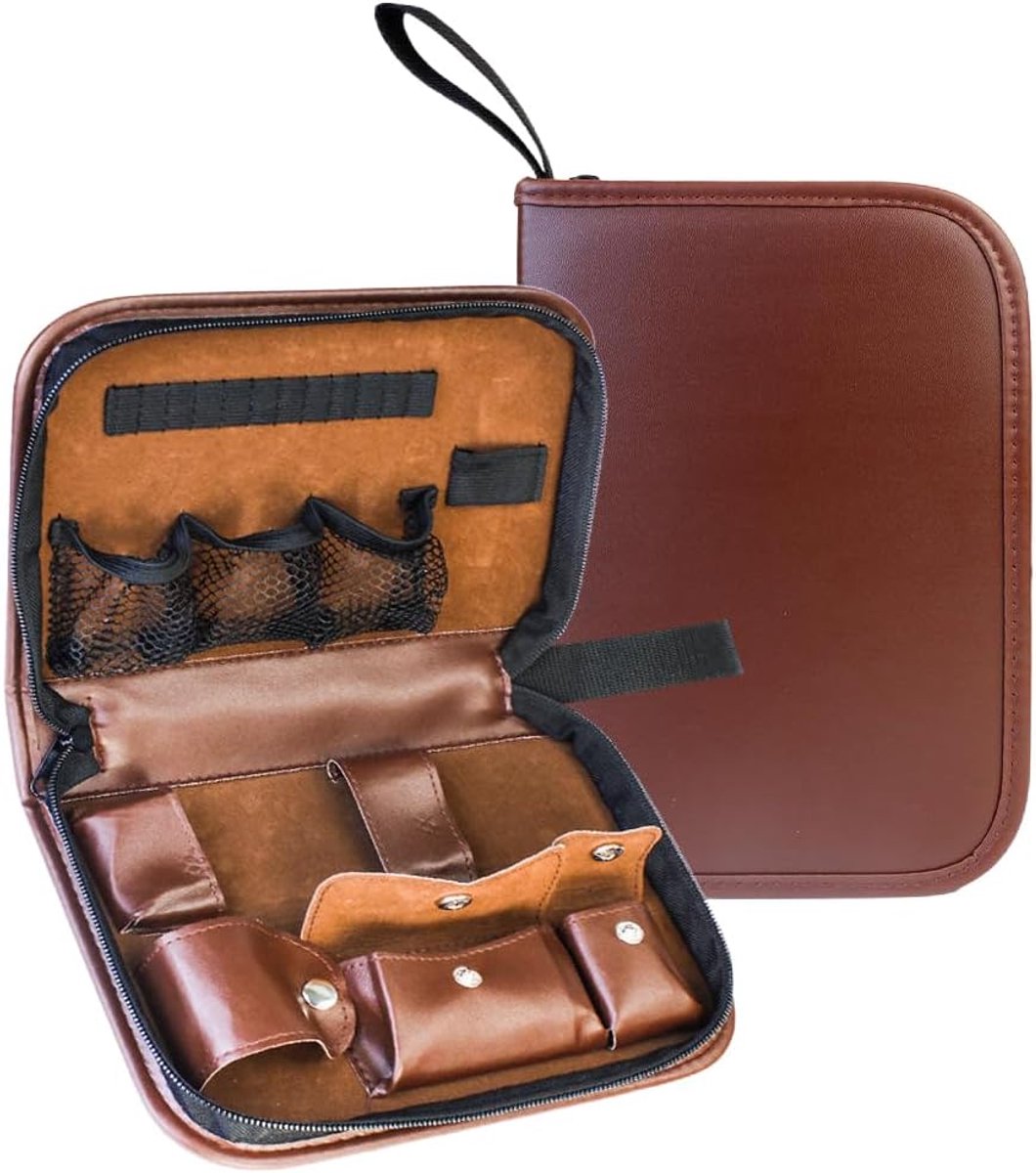 Multifunctional PU Leather Storage Bag for Golf Accessories, Portable Waterproof with Zip for Golf Balls and - ShopVlot