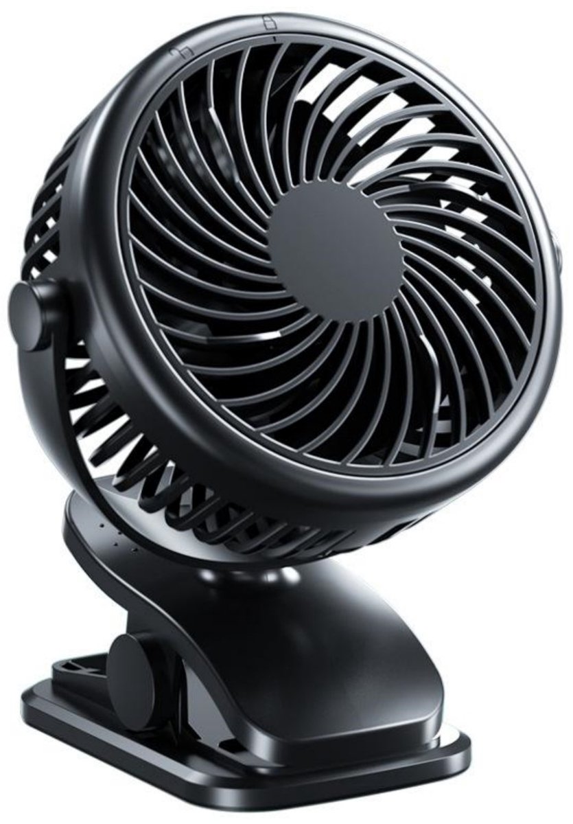 GELLDG USB-Ventilator - Draagbare Ventilator met 12u Accuduur - 3 Snelheden & 720° Kantelbaar - Geschikt voor Bureautafel, Auto en Kamperen - 140x190x42mm - Kunststof