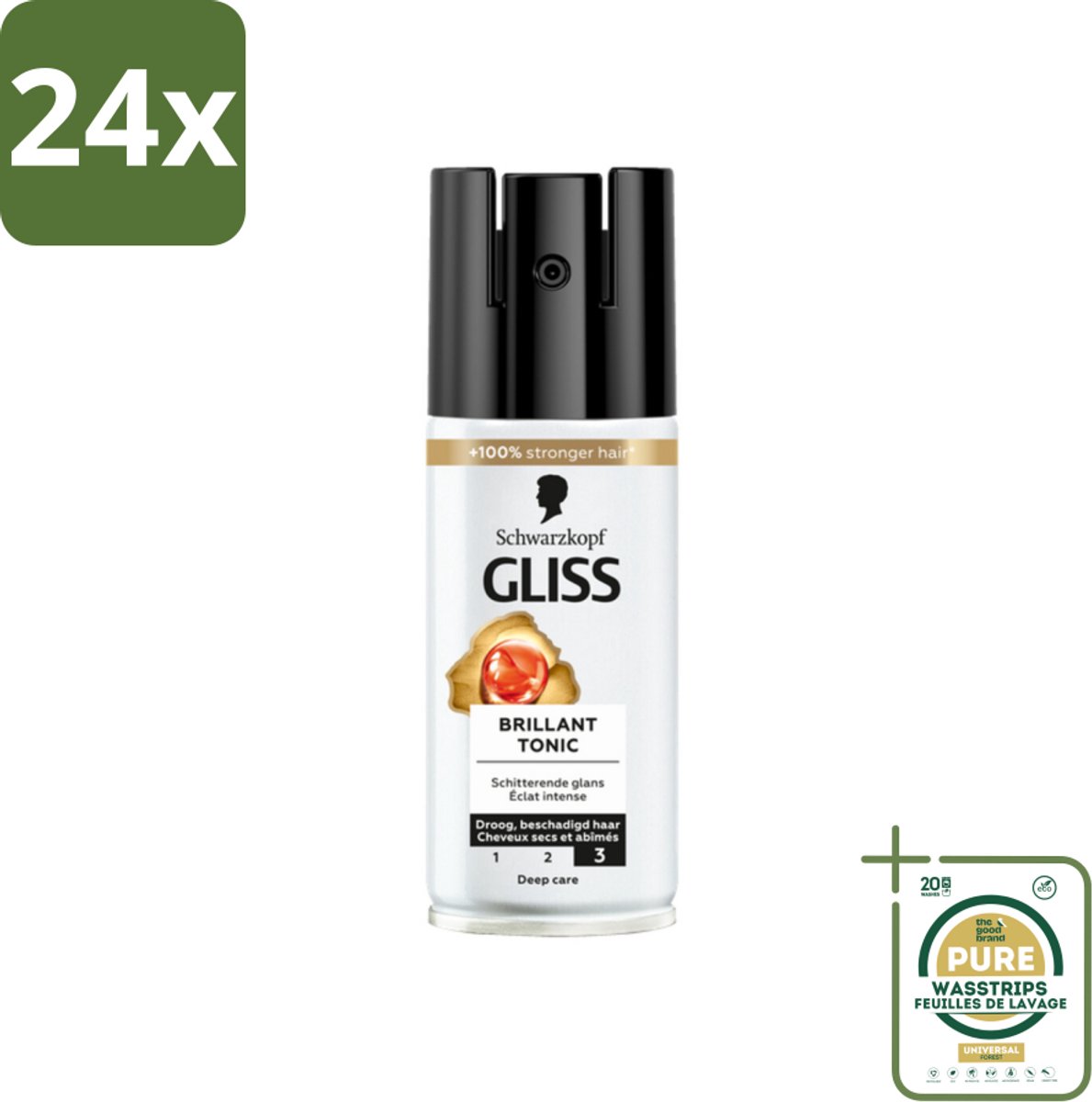 Gliss - Total Repair Brilliant Tonic - Voor Droog en Beschadigd Haar - 100 ml - Voordeelverpakking - 24 stuks - Haar Tonic Glans - Glans Spray