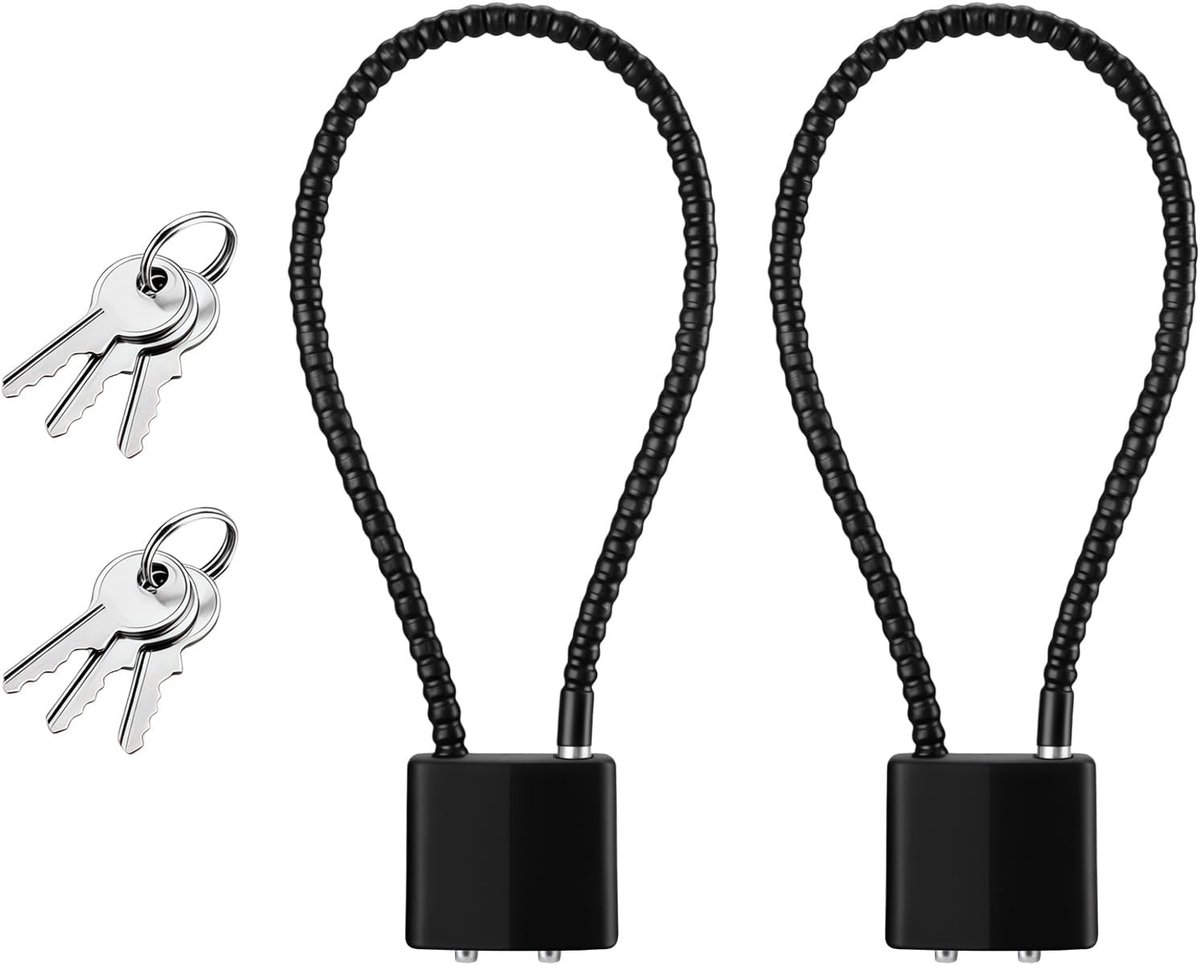Kabelslot met Sleutel - Zwart - Robuust Hangslot met Lange Beugel - Voor Buiten en Binnen