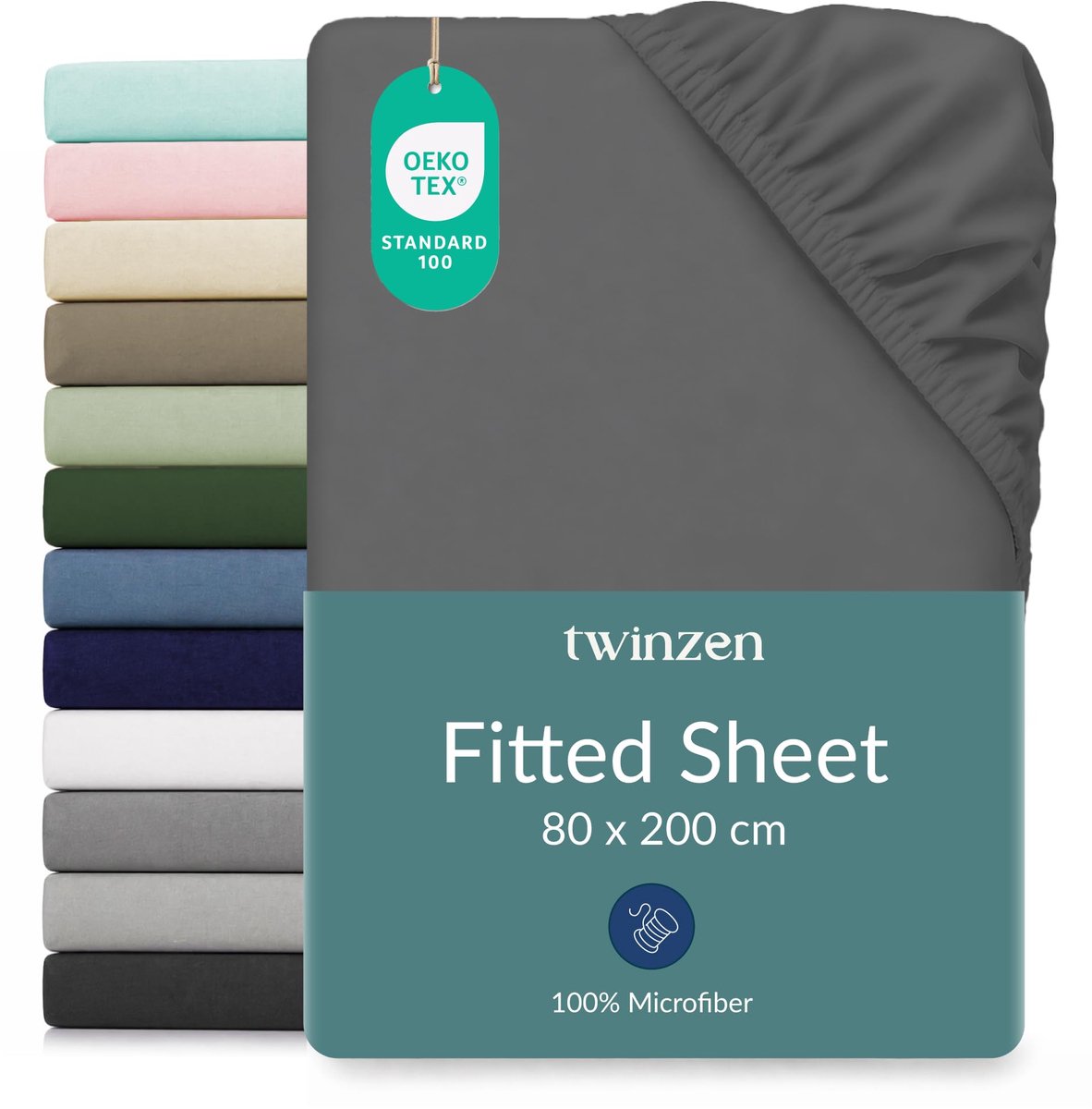 Hoeslaken 80x200 / 80x190 cm - donkergrijs - diepe hoek 25 cm - perfect voor kinderen - ShopVlot