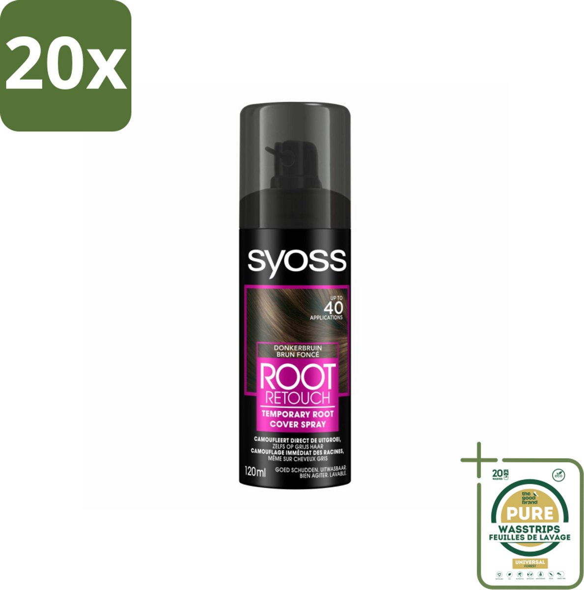 20 x SYOSS - Uitgroeispray Donker Bruin - Snelle Tussenoplossing voor Uitgroei - Grootverpakking - Uitgroeispray - Haarkleur - Haarkleurtechniek - Haarkleuring - Haarkleuring Tussenoplossing