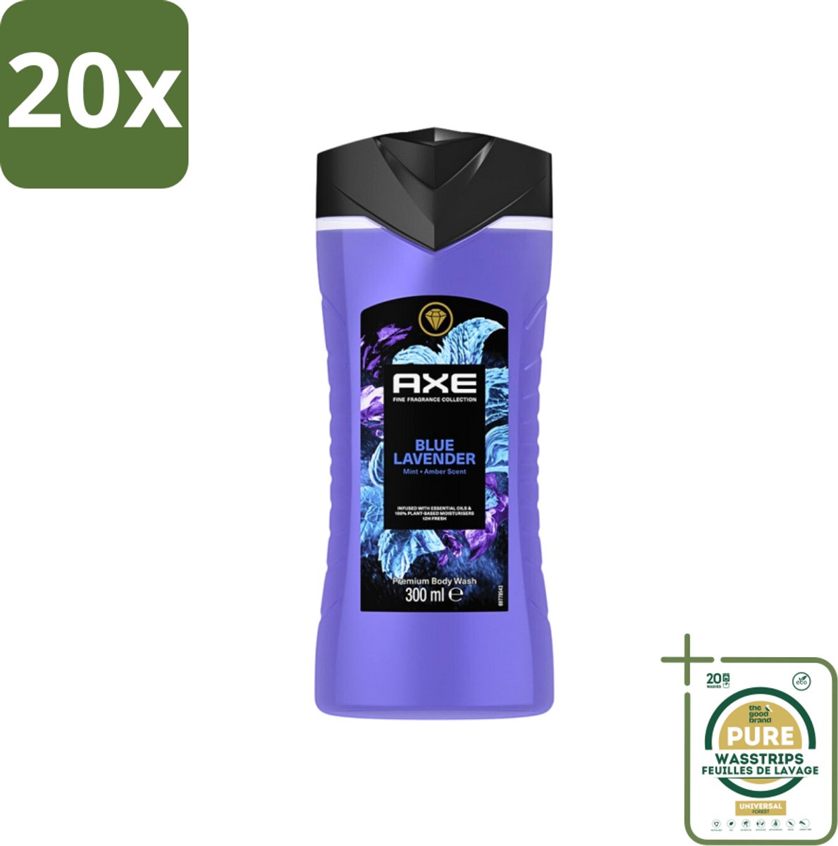 20 x AXE - Douchegel - Blue Lavender - Kalmerend - Premium Geur - 300 ml - Grootverpakking - Douchegel - Kalmerend - Frisheid - Ontspanning - Premium Geur