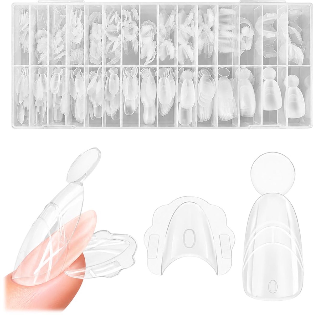 ZCAYJR Dual Tips Nagels 280 Stuks – Nagelverlenging met Sandwich-Techniek – Voor Polygel – Herbruikbaar – Zonder - ShopVlot