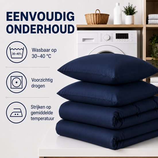 Komfortec Premium Dekbedovertrek 135x200 cm + Kussensloop 40x80 cm - 100% Microvezel - 90 g/m² - 2-Delige Superzachte Beddengoedset - met Rits - Blauw van Komfortec — afbeelding 4