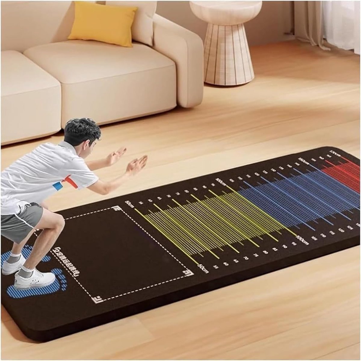 Springmat voor Kinderen - Sportmat Dubbelzijdig - Fitness Training - Stille Schokabsorptie - 1.7 Meter - Blauw