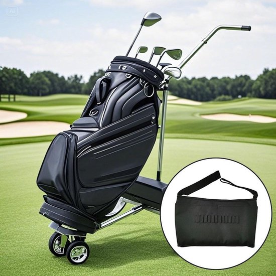 Golfkar Opbergtas - Accessoire Tas - Golf Uitrusting - Robuuste Weerbestendigheid - 39 x 25 x 4 cm - Zwart — afbeelding 2