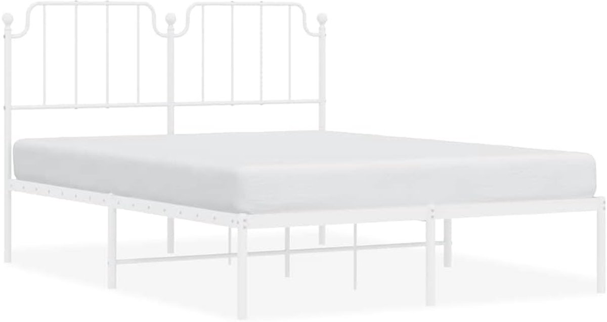 Bedframe Metaal - Stevig Bedframe - Slaapkamer Inrichten - Ruimte Onder Bed - 135 x 190 cm - Wit