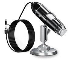 Digitale USB Microscoop Camera - Tot 1600x Vergroting - 1920x1080 Weergave - 8 LED Verlichting - USB-C / Micro USB / USB-A - Voor Android, Windows en Mac