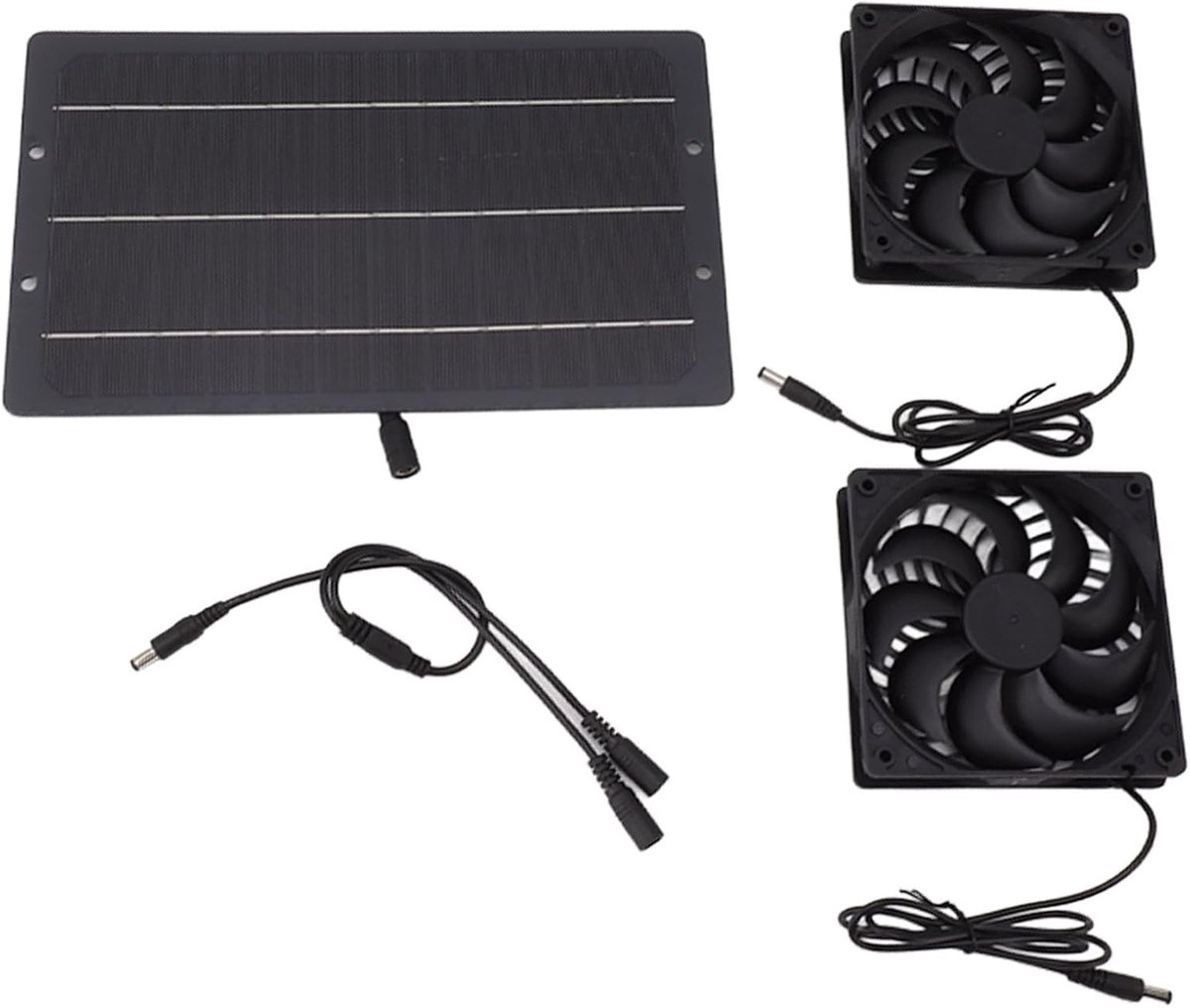 Zonnepaneel Ventilator Set - Afzuigventilator Set - Ventilatie Ruimtes - Dubbele Uitlaat -
