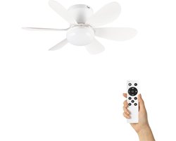 Fantiluxe - Alva - Plafondventilator met verlichting - Wit - Ø53cm - Afstandsbediening - Met lamp - Plafond ventilator - Slaapkamer
