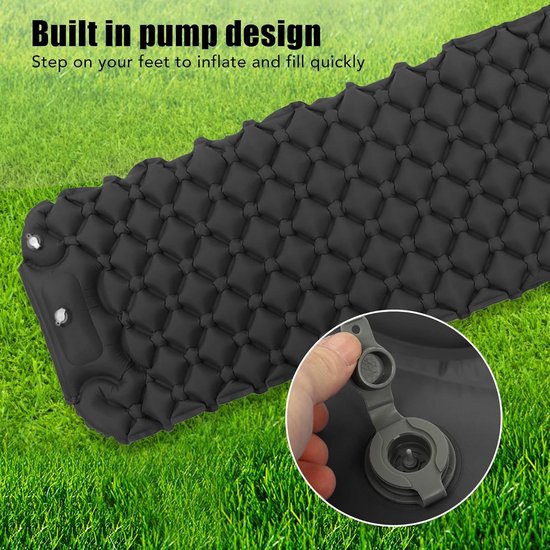 Opblaasbaar Slaapmatje - Kampeer Mat - Outdoor Slapen - Snelle Voetpomp - 195x61 cm - Donkergrijs — afbeelding 2