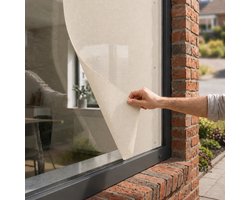 Meisterhome® Zonwering raam met zuignappen - Raamzonwering - Vensterzonwering - Beige - 100 x 160 cm - 80% Zonwerend Screendoek – Incl. 6 Zuignappen, Pons en Snijmes - Op maat te snijden – Schaduwdoek