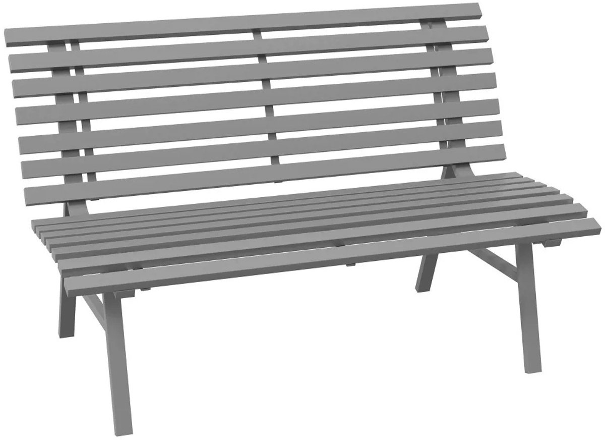 Turold Tuinbank - Houten Tuinbank - Buitenbank - Balkonbank - 2-zits Parkbank met Aluminium Rugleuning, Tuin, 123x67x79cm Grijs