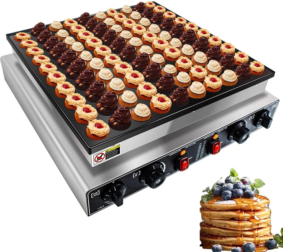 Pannenkoekenmachine - Apparaat - Snacks Maken - 50 Gaten - 1700 W - Zilver