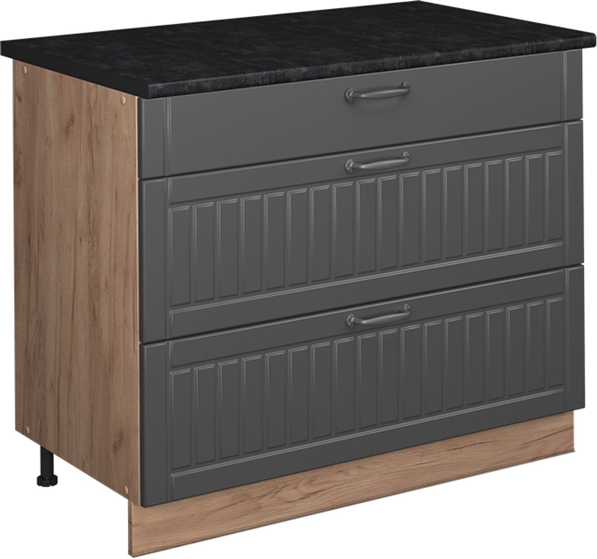 Vicco Keukenonderkast Fame-Line, Donkergrijs/Goudkleurig Eiken, 100 cm, WB Antraciet